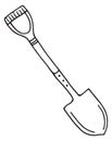 Spade drawing. Digging tool icon. Shovel doodle