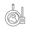 Spade of frying pan icon, linear isolated illustration, thin line vector, web design sign, outline concept symbol with Royalty Free Stock Photo