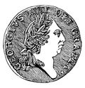 Spade Guinea Coined by George III, Obverse, vintage illustration