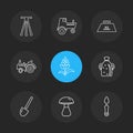 spade , mushroom , wheat , farming , rural , farm , fruits , village , eps icons set vector