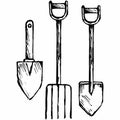 Spade and pitchfork, bayonet spade Royalty Free Stock Photo