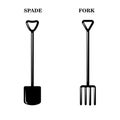 Spade and pitchfork icons in simple style