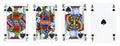Spade Suit Playing Cards, Set include King, Queen, Jack and Ace