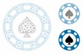 Spades Casino Chip Vector Mesh Network Model and Triangle Mosaic Icon