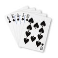 Spades royal flush flat on white winning hand business concept Royalty Free Stock Photo