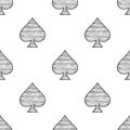 Spades seamless pattern sketch vector Royalty Free Stock Photo