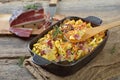 Spaetzle casserole with bacon