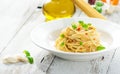 Spageti olive oil and peperoncino Royalty Free Stock Photo