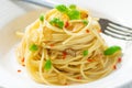 Spageti olive oil and peperoncino Royalty Free Stock Photo