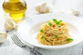 Spageti olive oil and peperoncino Royalty Free Stock Photo