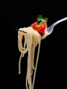 Delicious spagetti on fork Royalty Free Stock Photo