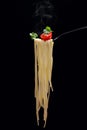 Spagetti on fork. Vertical Royalty Free Stock Photo