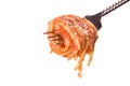 Spagetti wrapped around fork Royalty Free Stock Photo