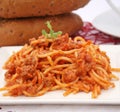 Spagettis with meat sauce Royalty Free Stock Photo