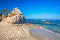 Spaggia di Santa Giusta beach with famous Peppino rock, Costa Rei, Sardinia, Italy. Royalty Free Stock Photo