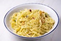 Spaghetti aglio e olio is a traditional Italian pasta dish from Naples. Royalty Free Stock Photo