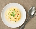 Spaghetti AGLIO E OLIO in white plate top view Royalty Free Stock Photo