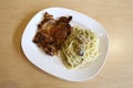 Spaghetti Aglio Olio with BBQ Chicken
