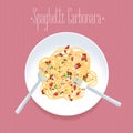 Spaghetti alla Carbonara, Italian pasta vector design element