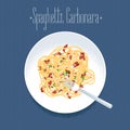 Spaghetti alla Carbonara, Italian pasta vector design element