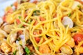 Spaghetti alla chitarra Abruzzo pasta closeup italian seafood