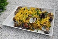 Italian food. Spaghetti alle vongole, pasta with clams Royalty Free Stock Photo