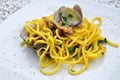 Italian food. Spaghetti alle vongole, pasta with clams Royalty Free Stock Photo