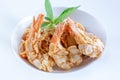 Spaghetti with Almond Shrimp meal cuisine Royalty Free Stock Photo