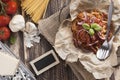 Spaghetti amatriciana italian basic food