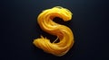 Spaghetti arranged in shape of letter s on dark background Royalty Free Stock Photo