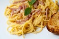 Spaghetti bacon with creamy sauce