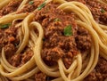 Spaghetti Bolognaise close up food background