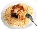 Spaghetti bolognaise eating Royalty Free Stock Photo