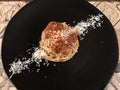 Spaghetti Bolognese . Black plate. Top