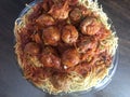 Spaghetti Bolognese with Meat Balls and Chicken. Made with love for my family Royalty Free Stock Photo