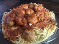 Spaghetti Bolognese with Meat Balls and Chicken. Made with love for my family Royalty Free Stock Photo