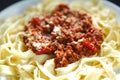 Spaghetti bolognese with parmesan cheese Royalty Free Stock Photo