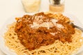 Spaghetti Bolognese with Parmesan Cheese Royalty Free Stock Photo