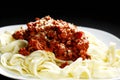 Spaghetti bolognese with parmesan cheese Royalty Free Stock Photo