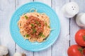 Spaghetti bolognese pasta with beef ragu