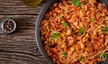 Spaghetti bolognese pasta with tomato sauce, vegetables and minced meat Royalty Free Stock Photo