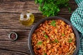 Spaghetti bolognese pasta with tomato sauce, vegetables and minced meat Royalty Free Stock Photo