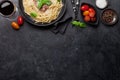 Spaghetti bolognese pasta and wine Royalty Free Stock Photo