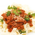 Spaghetti bolognese on white plate Royalty Free Stock Photo