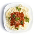 Spaghetti bolognese on white plate Royalty Free Stock Photo