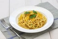 Spaghetti with bottarga, italian cuisine Royalty Free Stock Photo