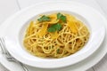 Spaghetti with bottarga, italian cuisine Royalty Free Stock Photo