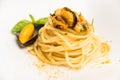 Spaghetti with bottarga and mussels