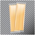 Spaghetti, capellini pasta transparent package, on transparent background. Vector mock up template Royalty Free Stock Photo