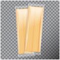 Spaghetti, capellini pasta transparent package, on transparent background. Vector mock up template